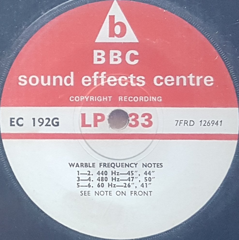 EC 192G Warble frequency notes Not registered from the BBC records and Tapes library Label